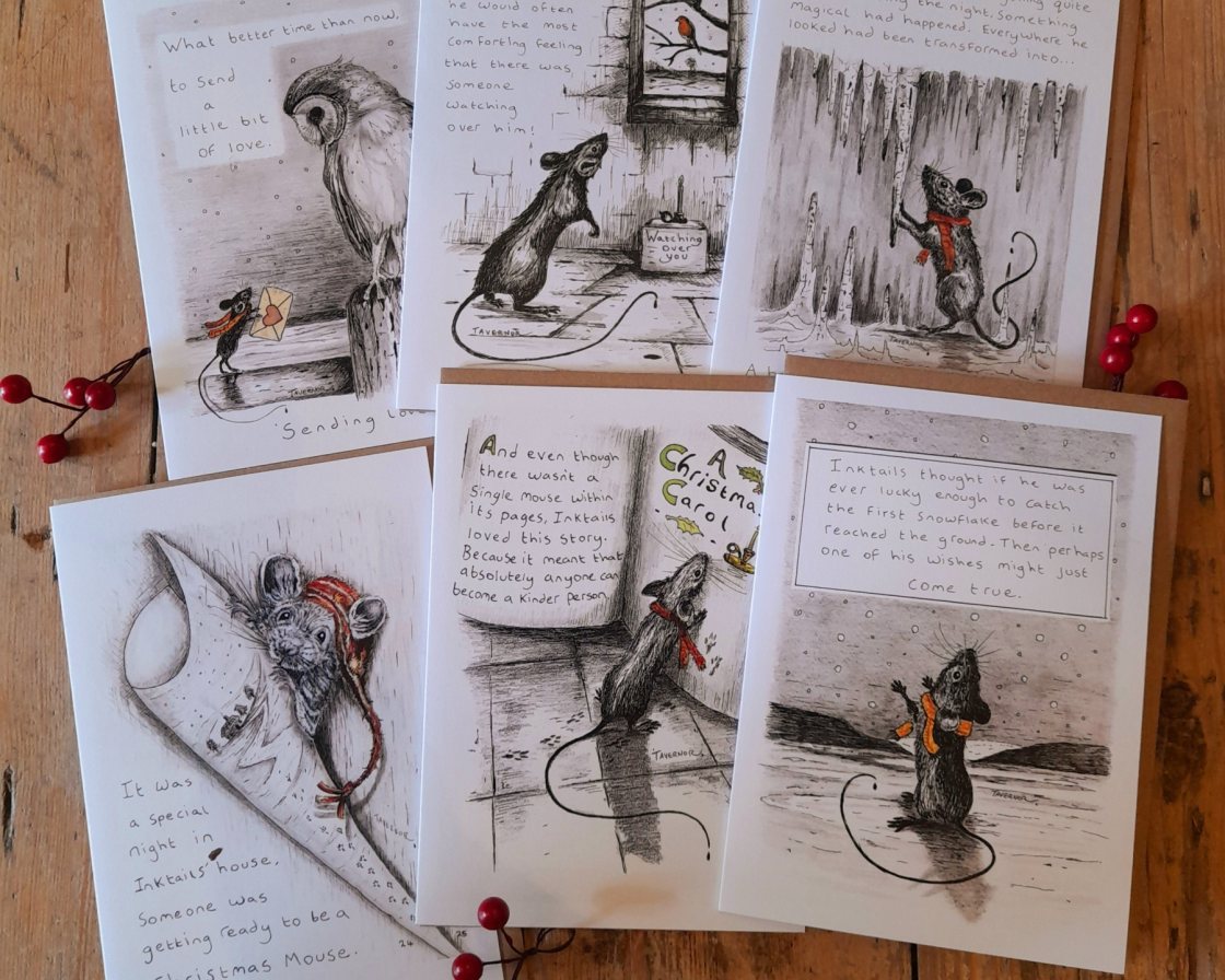 Inktails Christmas Cards Pack - 6 Different Designs from Paul Tavernor